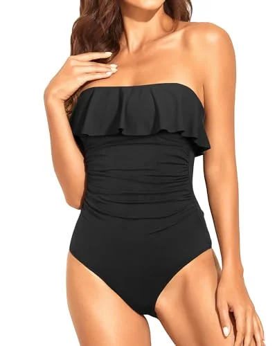 Strapless One Piece Swimsuits for Women Tummy Control Bandeau Bathing Suits Ruffle Slimming Swimwear Trendy Swimwear Set Strapless One Piece Swimsuits for Women Tummy Control Bandeau Bathing Suits Ruffle Slimming Swimwear Trendy Swimwear Set