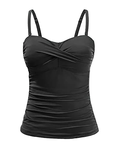 Trendy Bandeau Bathing Suit Top Women's Twist Front Tankini with Tummy Control Monokini Swimsuit Design Trendy Bandeau Bathing Suit Top Women's Twist Front Tankini with Tummy Control Monokini Swimsuit Design