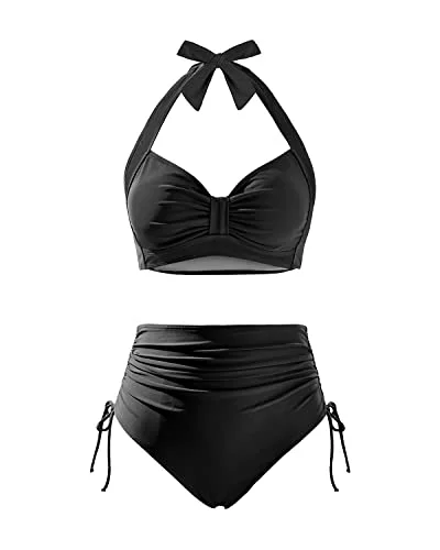 Women High Waisted Bikini Set Two Piece Tummy Control Swimsuit Vintage Swimwear Comfortable Swim Dress Women High Waisted Bikini Set Two Piece Tummy Control Swimsuit Vintage Swimwear Comfortable Swim Dress