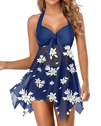 Underwire Swimsuits With Full Coverage For Women And Girls-Blue White Ruffled Swimsuit Top Underwire Swimsuits With Full Coverage For Women And Girls-Blue White Ruffled Swimsuit Top