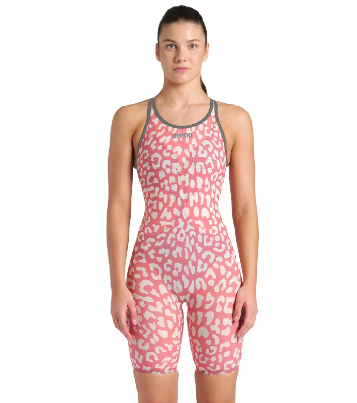 Arena Women's Powerskin Carbon Air2 SL Limited Edition Closed Back Tech Suit Swimsuit Leopard Skin Geranium Classic Swimsuit Design