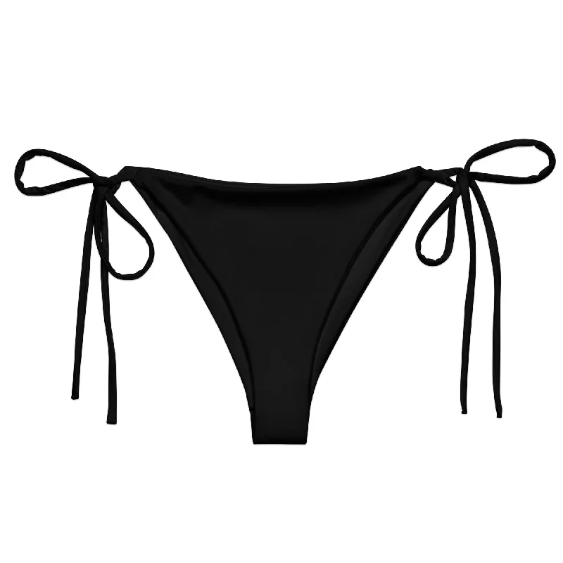 Classic Black String Bikini Swimsuit Bottoms Lace-Detail Bikini Set