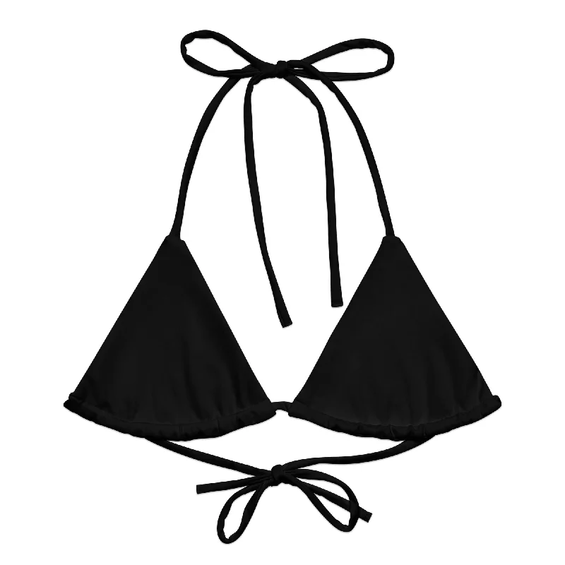 Classic Black String Bikini Swimsuit Top Halter Top Bikini