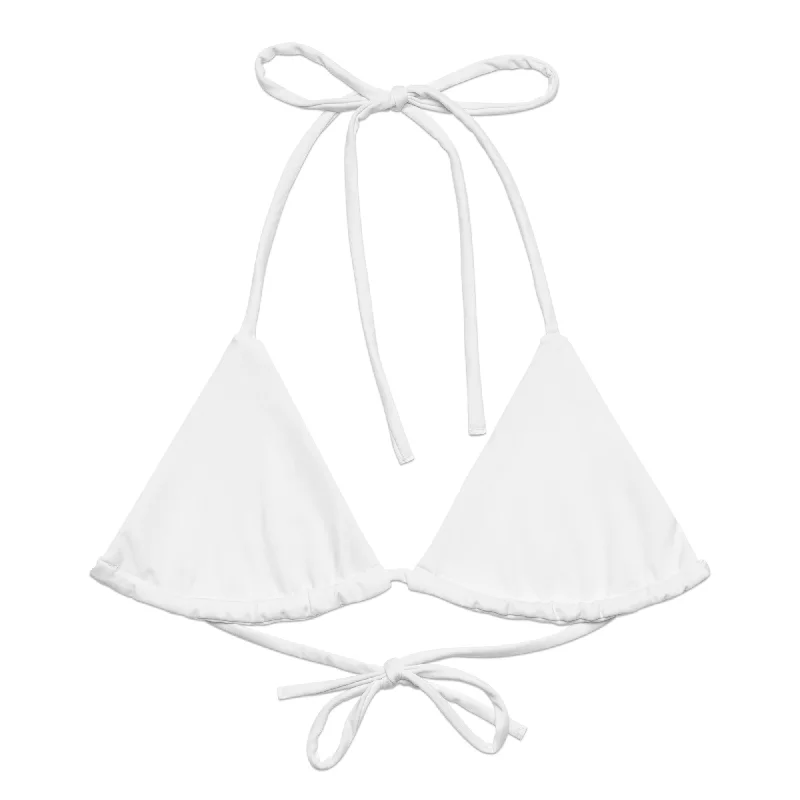 Classic White String Bikini Swimsuit Top Sporty Swimsuit Style