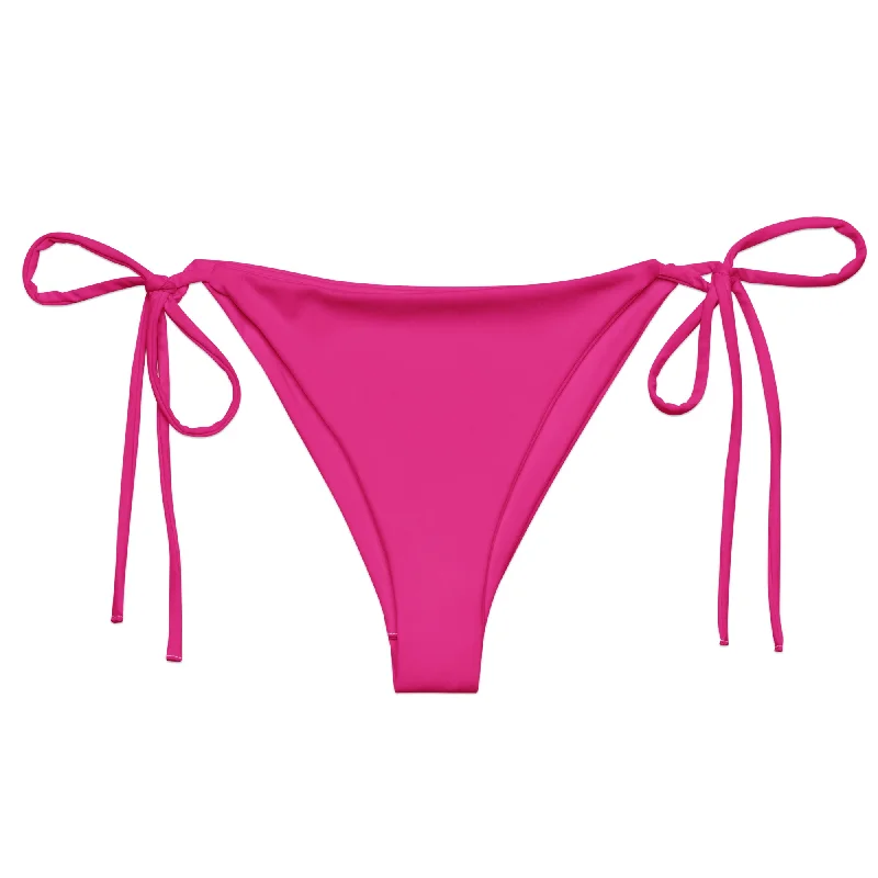 Hot Pink String Bikini Swimsuit Bottoms Lace-Detail Bikini Set