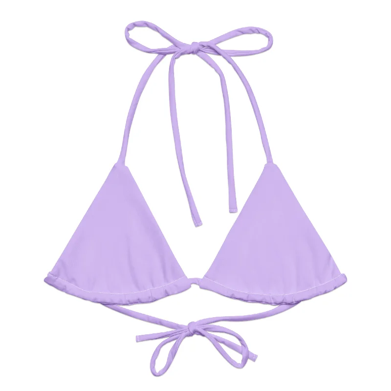 Lavender String Bikini Swimsuit Top Plunge Neckline Swimsuit