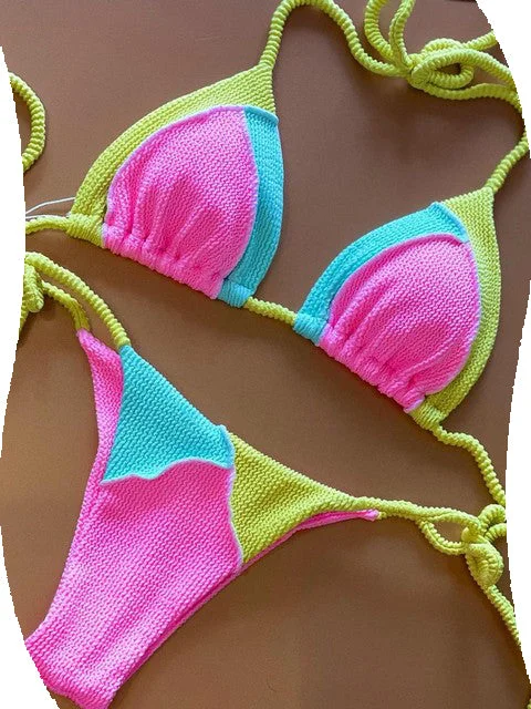 Micro Bikini 2022 Sexy Women Swimsuit Brazilian Bikini Set Bold Color Swimsuit