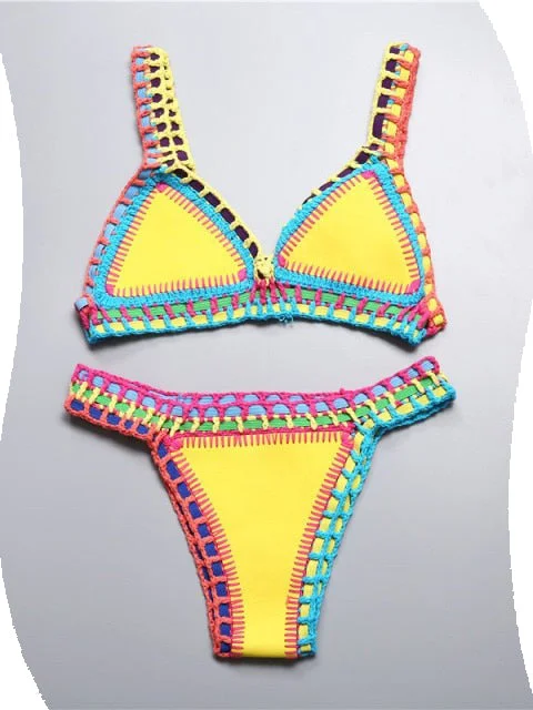 Micro Bikini 2022 Women Handmade Crochet Knit Bikini Sets Hot Swimwear Classic Two-Piece Bikini