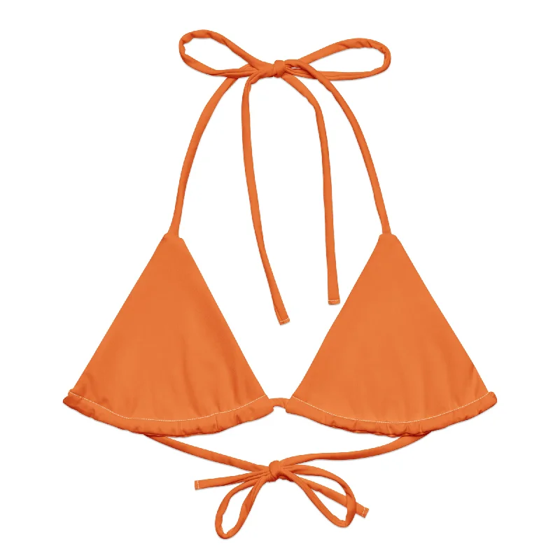 Orange String Bikini Swimsuit Top Elegant Ruffle Swimsuit