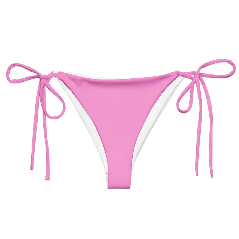 Pink String Bikini Swimsuit Bottoms Plunge Back Swimsuit