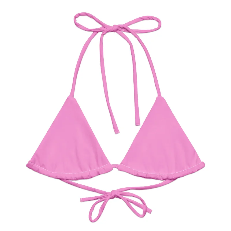 Pink String Bikini Swimsuit Top Vintage Swimwear Look