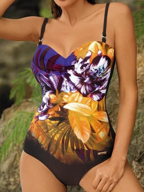 Plus Size Swimwear Push Up Women's Swimming Body Bathing Suit Pool Beach 2021 Floral Bikini Top