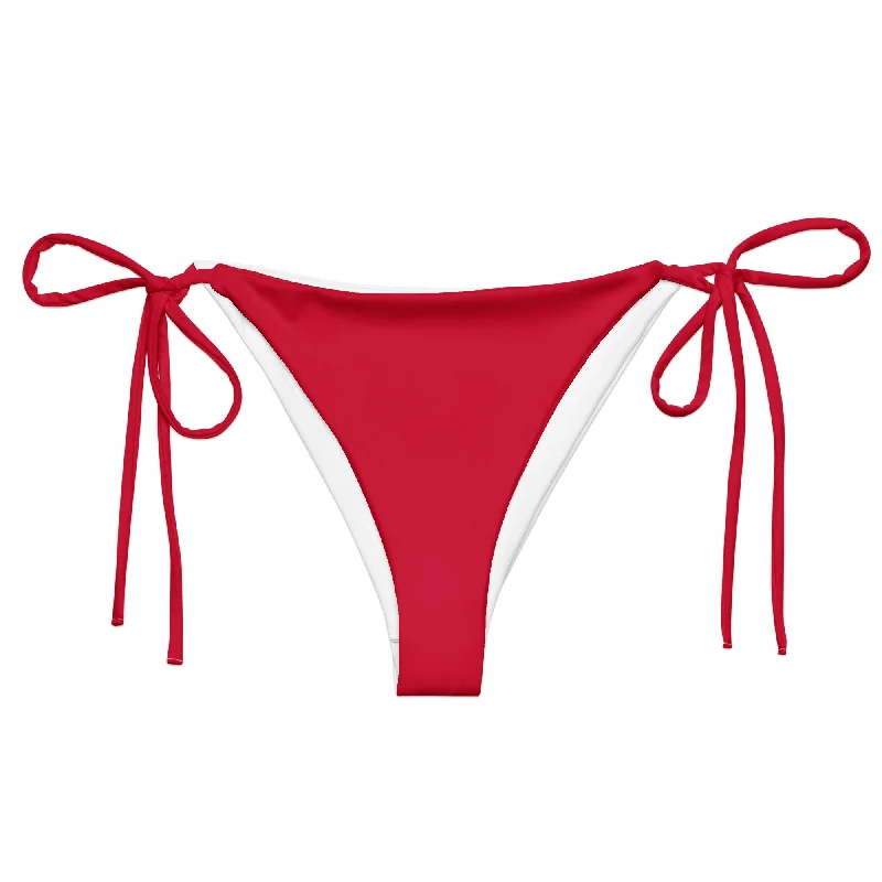 Red String Bikini Swimsuit Bottoms Bold Color Swimsuit