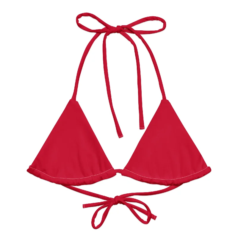 Red String Bikini Swimsuit Top Sporty Swim Shorts