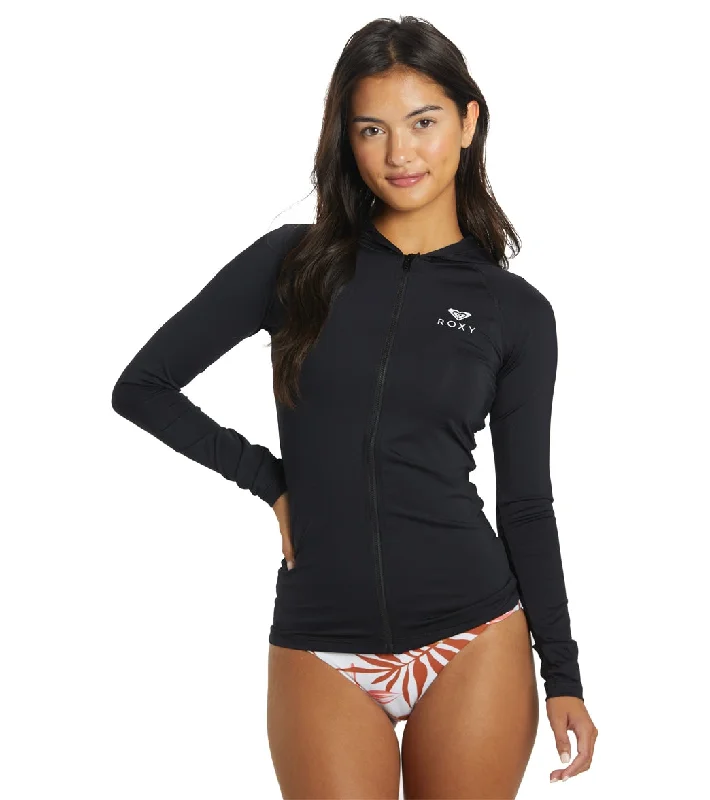 Roxy Women's Roxy Essentials Hoodie 2 Long Sleeve UPF 50 Rash Guard Anthracite Hoodie with Relaxed Fit Easy Casual