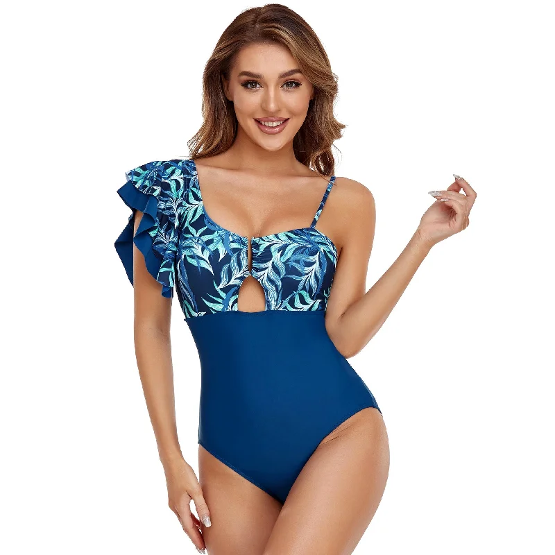 Sexy One Shoulder One Piece Women Swimsuit Elegant Halter Bikini