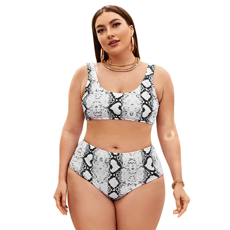 Women Snake Print Plus Sizes Bikinis Swimsuits Retro Swimwear Style