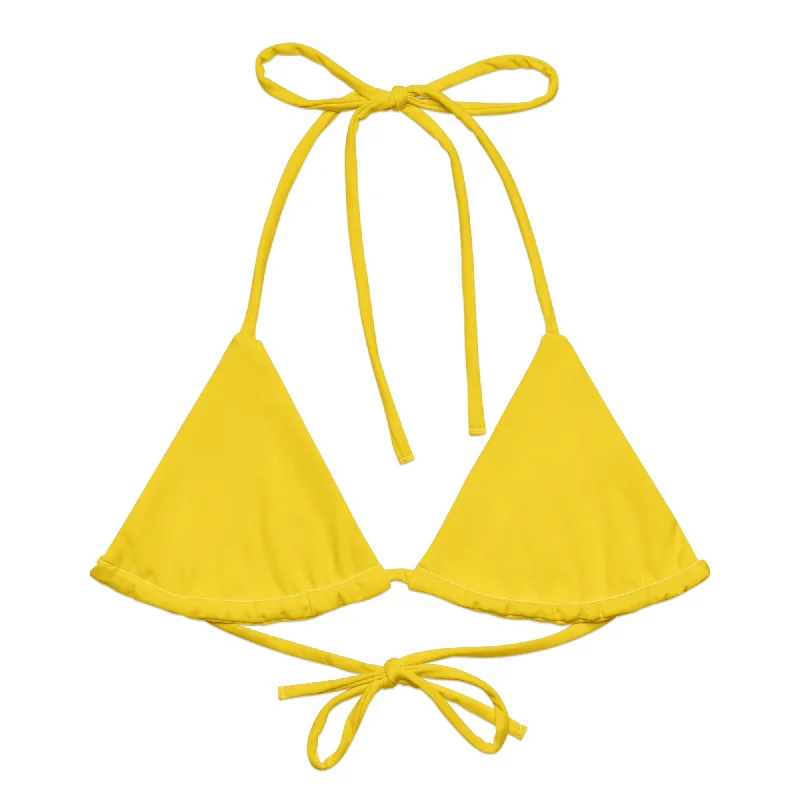 Yellow String Bikini Swimsuit Top Deep-V Swimsuit Design