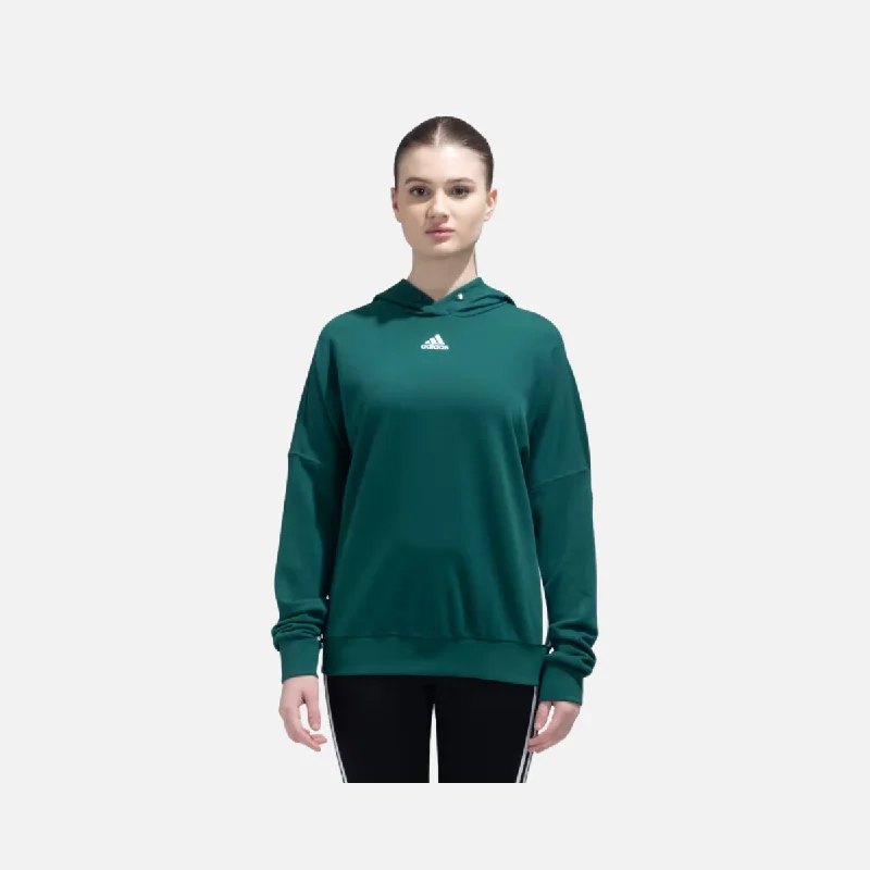 Adidas Dance Loosehd Women's Hooded Sweat -Collegiate Green/White Hoodie with Toggle Buttons Decorative Unique