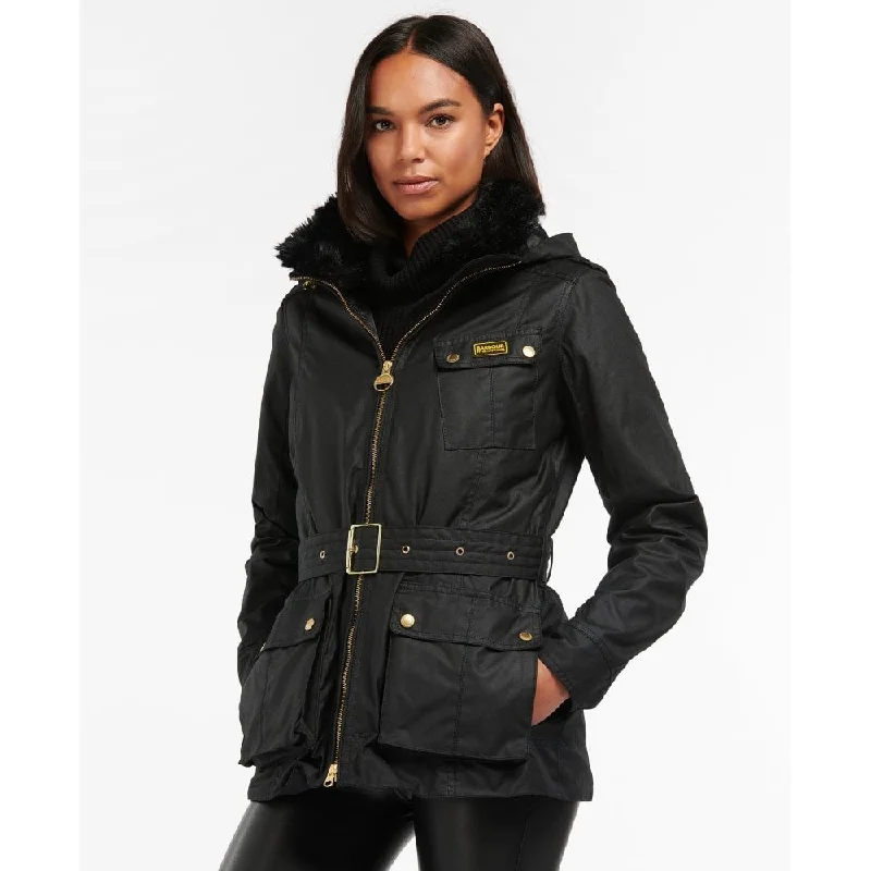 Barbour International Women's Nesbitt Wax Jacket - Black Striped Jacket Polka Dot Jacket Floral Jacket Barbour International Women's Nesbitt Wax Jacket - Black Striped Jacket Polka Dot Jacket Floral Jacket