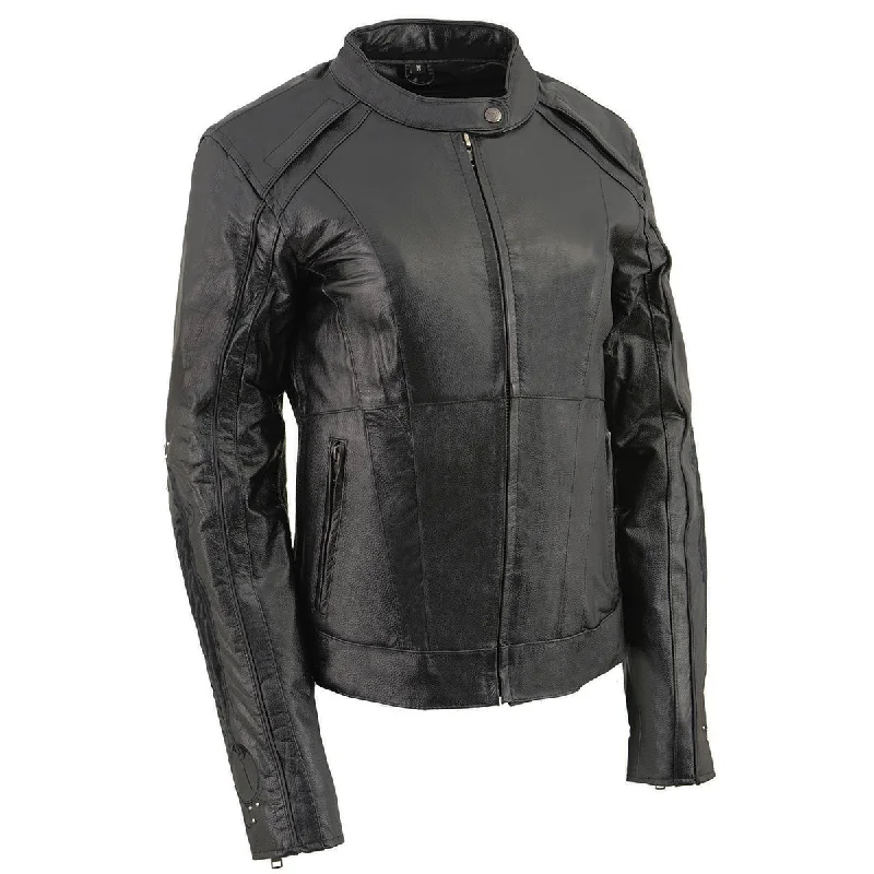 BLACK Leather ML1952 Women's Black 'Embroidered Wing and Stud Design' Leather Scooter Jacket Denim Jacket Leather Jacket Suede Jacket BLACK Leather ML1952 Women's Black 'Embroidered Wing and Stud Design' Leather Scooter Jacket Denim Jacket Leather Jacket Suede Jacket