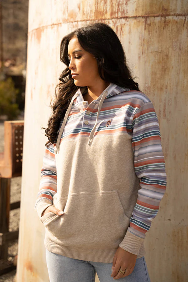 Hooey Jimmey Tan/Serape Hoody Hoodie with Turtle Neck Cozy Winter