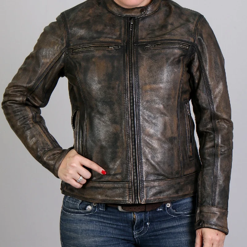 Hot Leathers JKL1024 Women's Distressed Brown Leather Jacket with Conceal and Carry Pockets Nylon Jacket Polyester Jacket Spandex Jacket Hot Leathers JKL1024 Women's Distressed Brown Leather Jacket with Conceal and Carry Pockets Nylon Jacket Polyester Jacket Spandex Jacket