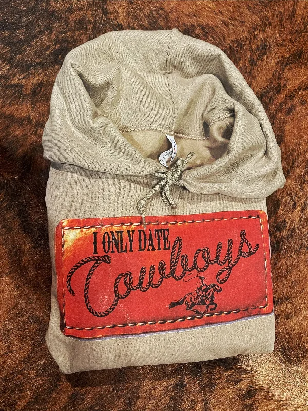 I Only Date Cowboys Hoodie Cream Hoodie with Drawstring Waist Adjustable Fitted