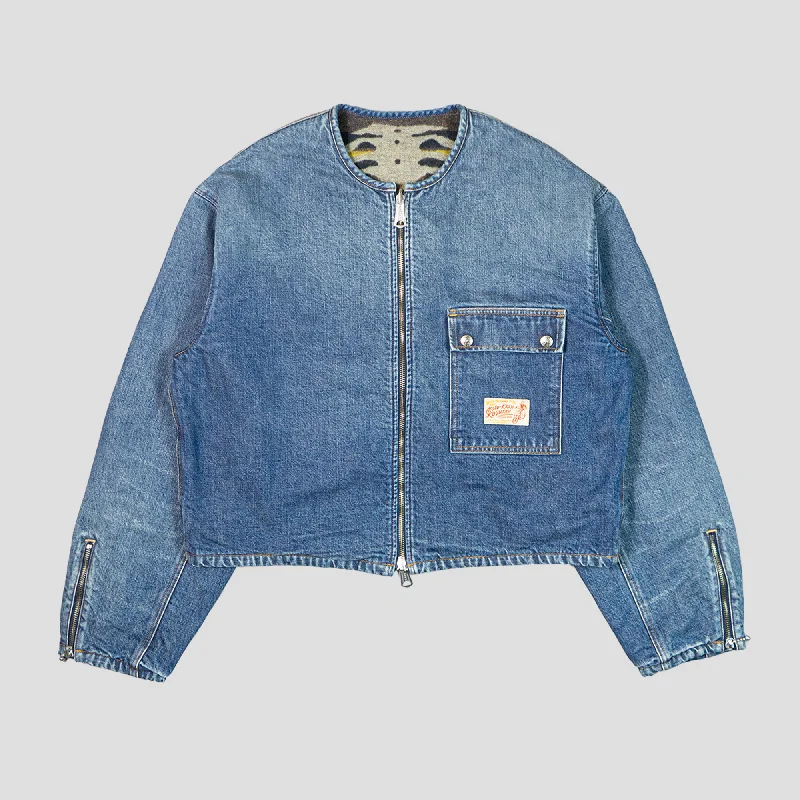 14oz DENIM BONE LINING REVERSIBLE MOTORCROSS JACKET Cotton Fabric Linen Fabric Terry Fabric 14oz DENIM BONE LINING REVERSIBLE MOTORCROSS JACKET Cotton Fabric Linen Fabric Terry Fabric