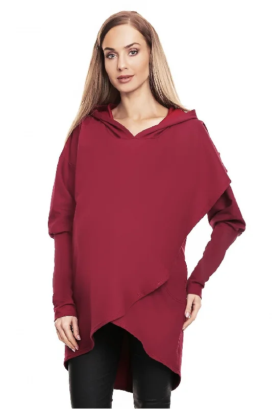 Hooded Maternity Sweatshirt  PeeKaBoo Hoodie with Hem Contrast Bold Stylish