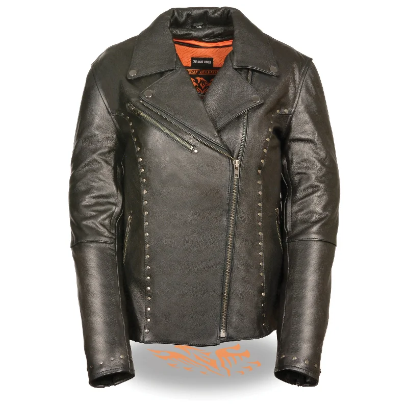 Women's Classic M/C Jacket w/ Rivet Detailing Jersey Jacket Tulle Jacket Batik Jacket Women's Classic M/C Jacket w/ Rivet Detailing Jersey Jacket Tulle Jacket Batik Jacket