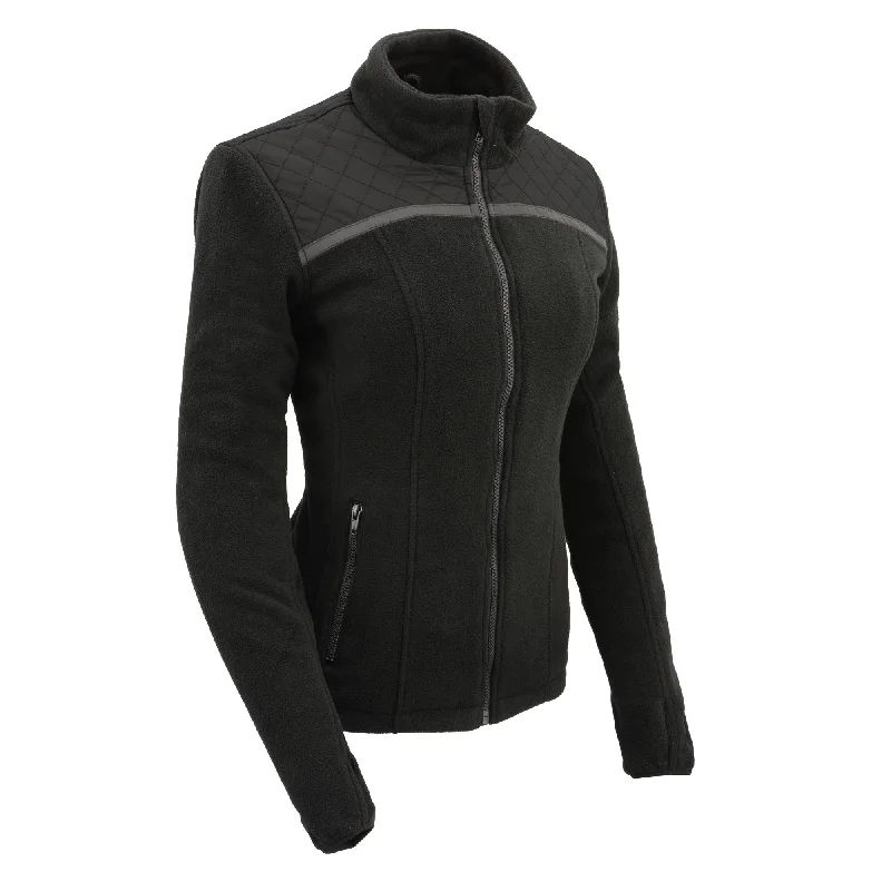 Women Micro Fleece Zipper Front Jacket w/ Reflective Stripes Print Jacket Jacquard Jacket Embroidered Jacket Women Micro Fleece Zipper Front Jacket w/ Reflective Stripes Print Jacket Jacquard Jacket Embroidered Jacket
