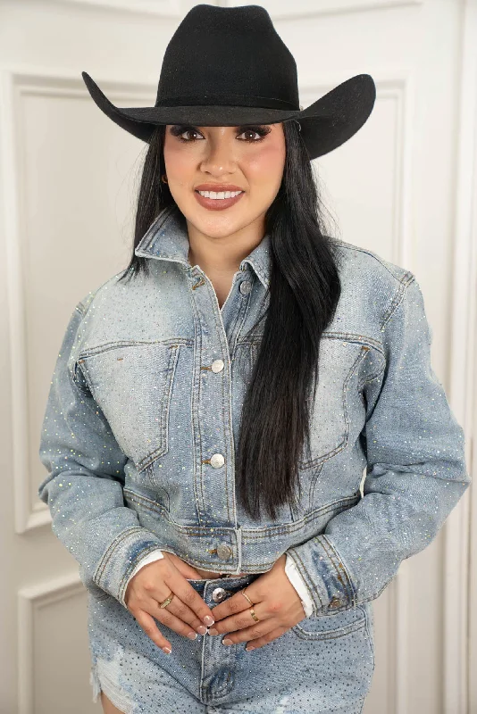 Rhinestone Embedded Cropped Jean Jacket JJ Embroidered Jacket Appliqued Jacket Beaded Jacket Rhinestone Embedded Cropped Jean Jacket JJ Embroidered Jacket Appliqued Jacket Beaded Jacket