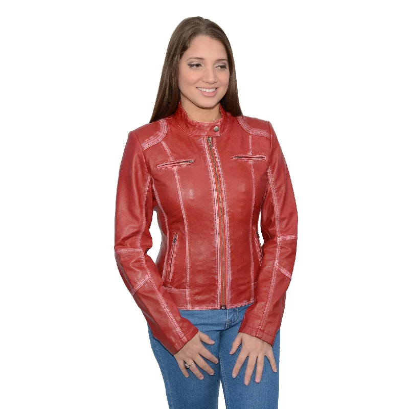 Women's Sheepskin Scuba Style Moto Jacket Stand-Up Collar Roll-Neck Collar Turtle Neck Women's Sheepskin Scuba Style Moto Jacket Stand-Up Collar Roll-Neck Collar Turtle Neck