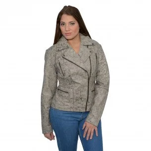 Women's Distressed Look Asymmetrical Moto Jacket Boat Neck Shawl Collar Notched Collar Women's Distressed Look Asymmetrical Moto Jacket Boat Neck Shawl Collar Notched Collar