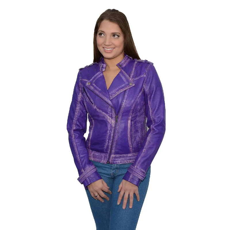 Women's Sheepskin Asymmetrical Moto Jacket w/ Studding Snapped Jacket Toggled Jacket Drawstring Jacket Women's Sheepskin Asymmetrical Moto Jacket w/ Studding Snapped Jacket Toggled Jacket Drawstring Jacket