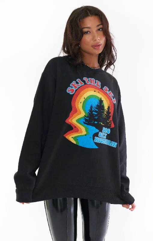 Stanley Sweatshirt ~ Ski The Sky Graphic Hoodie with Rhinestones Sparkly Elegant