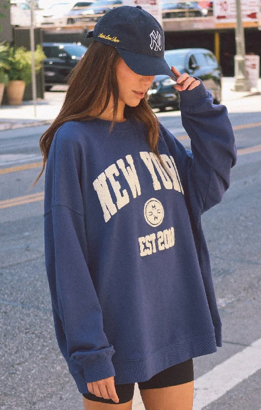 Steve Sweatshirt ~ New York Graphic Hoodie with Hem Elastic Stretchable Comfortable