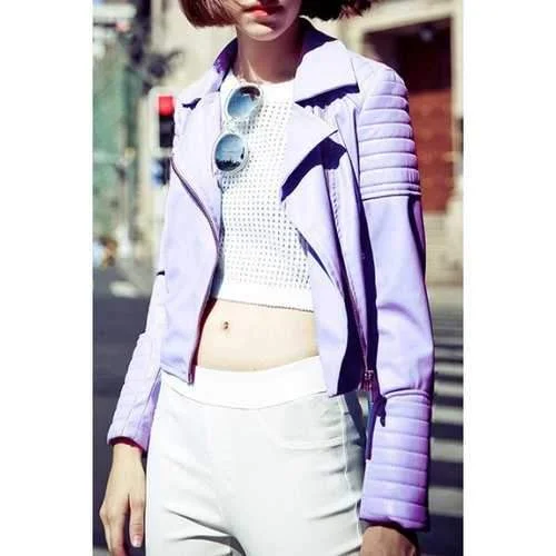 Stylish Lapel Neck Long Sleeve Purple PU Leather Women's Jacket - Purple Xl Mesh Jacket Canvas Jacket Denim Jacket Stylish Lapel Neck Long Sleeve Purple PU Leather Women's Jacket - Purple Xl Mesh Jacket Canvas Jacket Denim Jacket