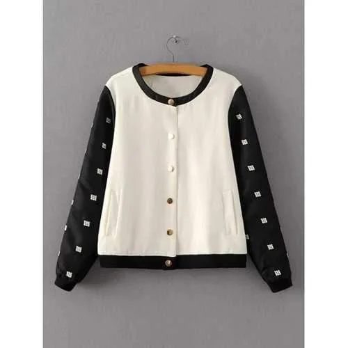 Two Tone Embroidered Bomber Jacket - White And Black S Faux Fur Jacket Real Fur Jacket Shearling Jacket Two Tone Embroidered Bomber Jacket - White And Black S Faux Fur Jacket Real Fur Jacket Shearling Jacket