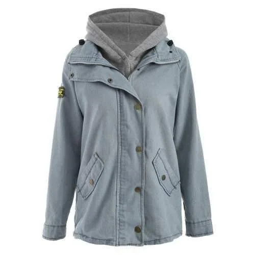 Hooded Waistcoat and Denim Jacket Twinset - Light Blue M Zip Front Button Front Snap Front Hooded Waistcoat and Denim Jacket Twinset - Light Blue M Zip Front Button Front Snap Front