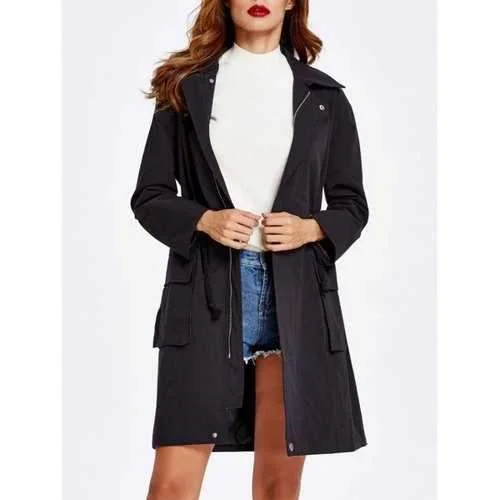 Drawstring Pockets Field Jacket - Black L Plaid Jacket Tartan Jacket Houndstooth Jacket Drawstring Pockets Field Jacket - Black L Plaid Jacket Tartan Jacket Houndstooth Jacket