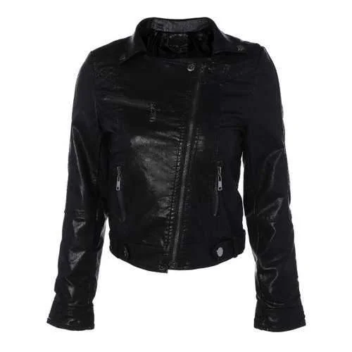 Zipper Pocket PU Leather Biker Jacket - Black M Fleece Jacket Down Jacket Feather Jacket Zipper Pocket PU Leather Biker Jacket - Black M Fleece Jacket Down Jacket Feather Jacket