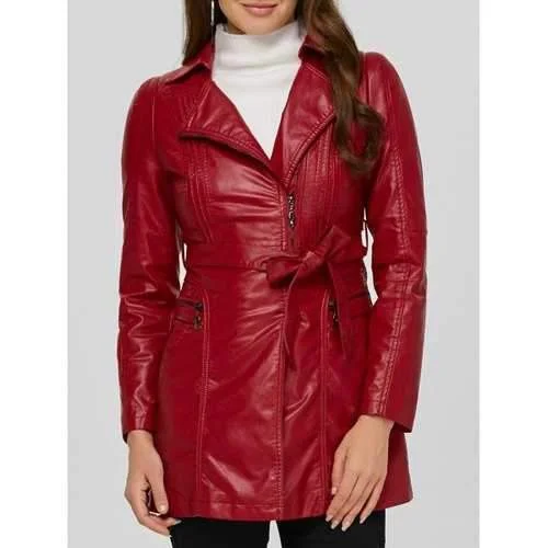 Asymmetrical Belted Faux Leather Jacket - Wine Red 3xl Notch Collar Peter Pan Collar Cowl Neck Asymmetrical Belted Faux Leather Jacket - Wine Red 3xl Notch Collar Peter Pan Collar Cowl Neck