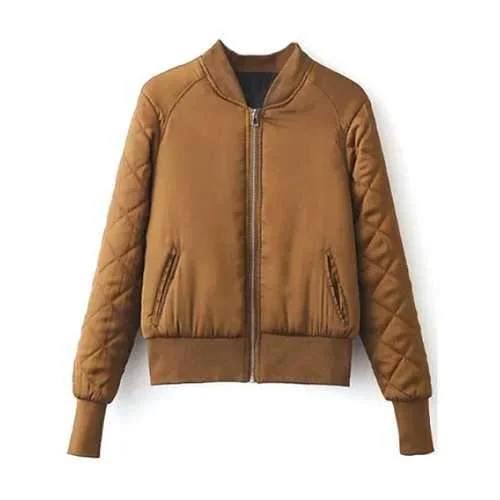 Stand Neck Padded Jacket - Ginger S Faux Fur Fabric Real Fur Fabric Shearling Fabric Stand Neck Padded Jacket - Ginger S Faux Fur Fabric Real Fur Fabric Shearling Fabric