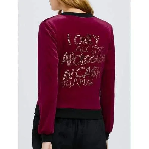 Velvet Rhinestone Embellished Jacket - Burgundy S Oversized Jacket Tailored Jacket Straight Jacket Velvet Rhinestone Embellished Jacket - Burgundy S Oversized Jacket Tailored Jacket Straight Jacket