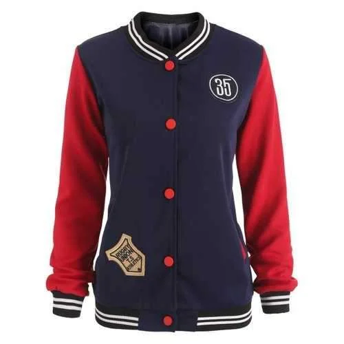 Patches Buttoned Baseball Jacket - Purplish Blue S Ribbed Jacket Pleated Jacket Ruffled Jacket Patches Buttoned Baseball Jacket - Purplish Blue S Ribbed Jacket Pleated Jacket Ruffled Jacket