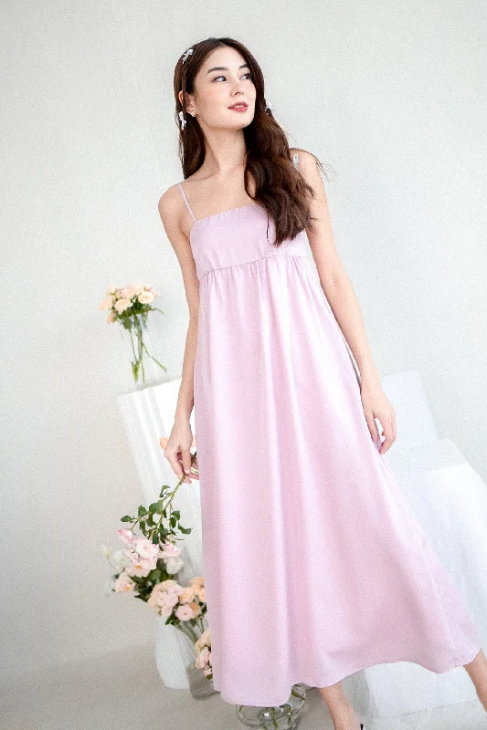 BELLA BABYDOLL SATIN MAXI DRESS IN PINK Classic Black Maxi Dress