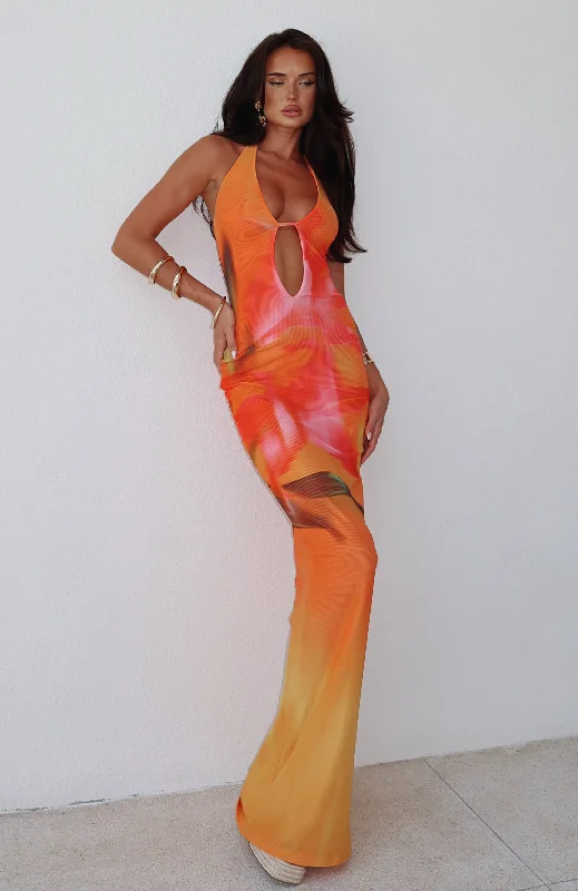 Bets Are Off Maxi Dress Sunset Floral Fashionable Layered Maxi Dress