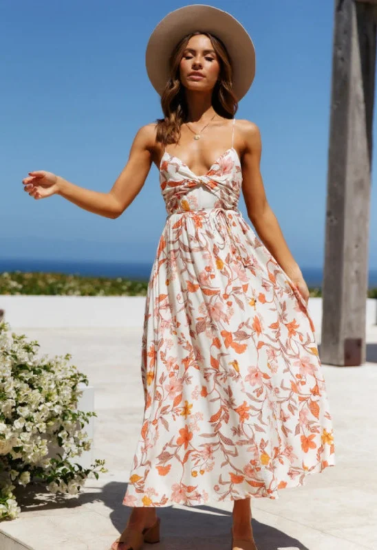 Certain Romance Printed Tie Front Maxi Dress - FINAL SALE Fashionable Layered Maxi Dress